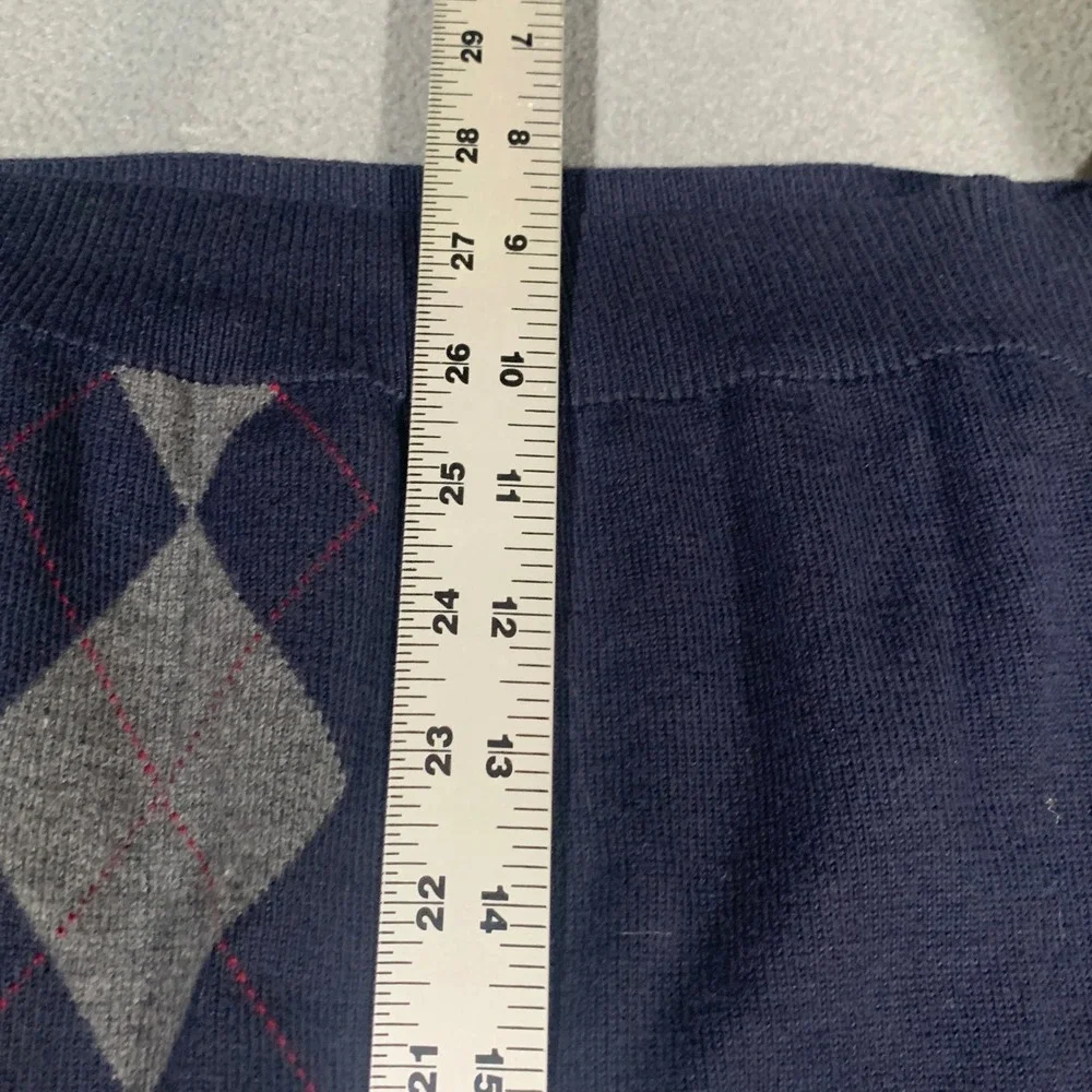 Chaps Sweater Vest Mens XL Navy Blue Argyle Cotton V-Neck Preppy Classic Knit